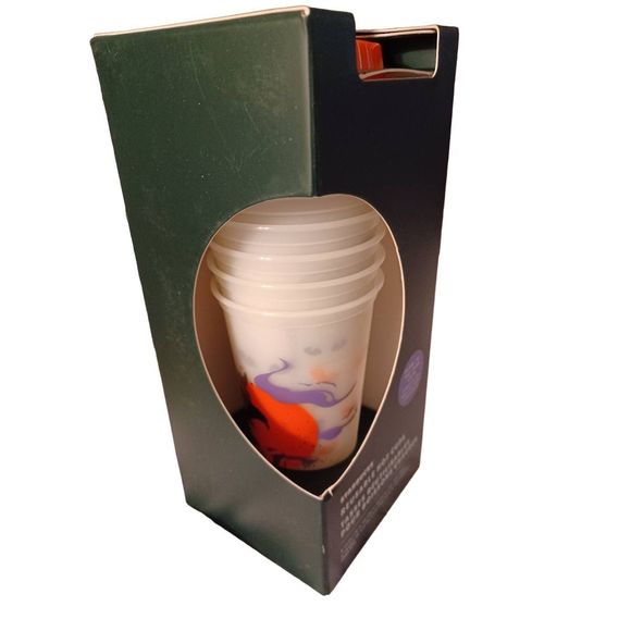 Starbucks Other - Starbucks Reusable Hot Cups Set Of 6 With Lids Glow in The Dark 16oz